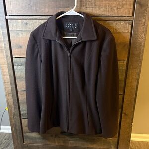 Finity Studio Women's Brown Zip-Front Pea Coat